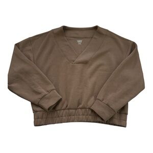 Old Navy Active Brown Fleece Top Size Medium Athleisure Comfort
